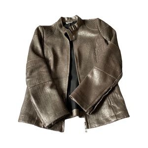 Elaine Kim Leather Textured Moto Jacket-Size S.  Fitted moto jacket w/zip